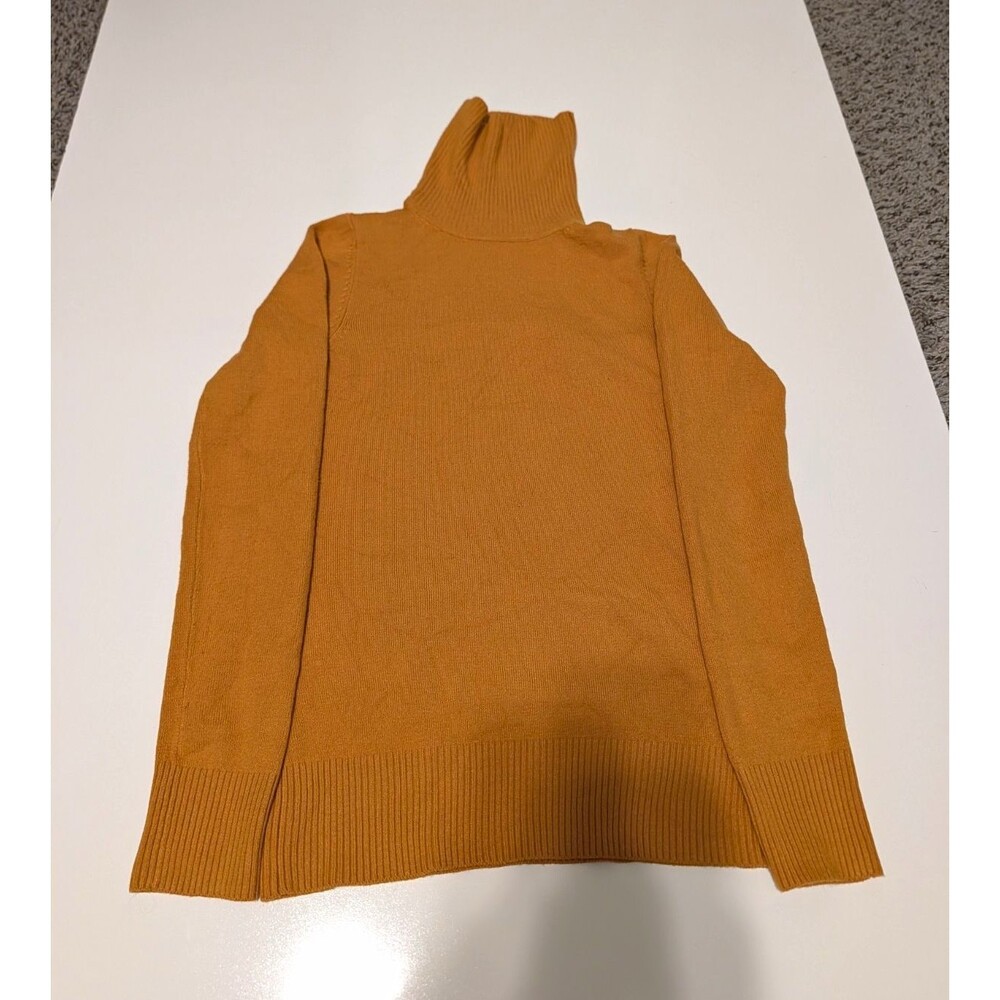 FRENCH CONNECTION MUSTARD YELLOW RIBBED TURTLENECK SWEATER Size XS